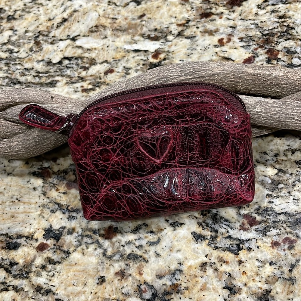 Brighton Red Heart Crocodile Leather Coin Purse NWT